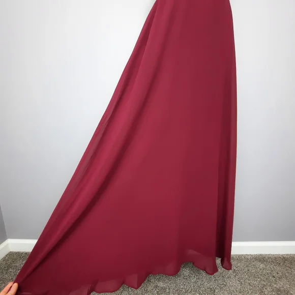 Birdy Grey Minae Sleeveless Wrap Chiffon Bridesmaid Dress in Cabernet size Small - Picture 8 of 15